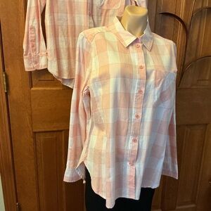 Time and Tru melon and cream Button-up shirts